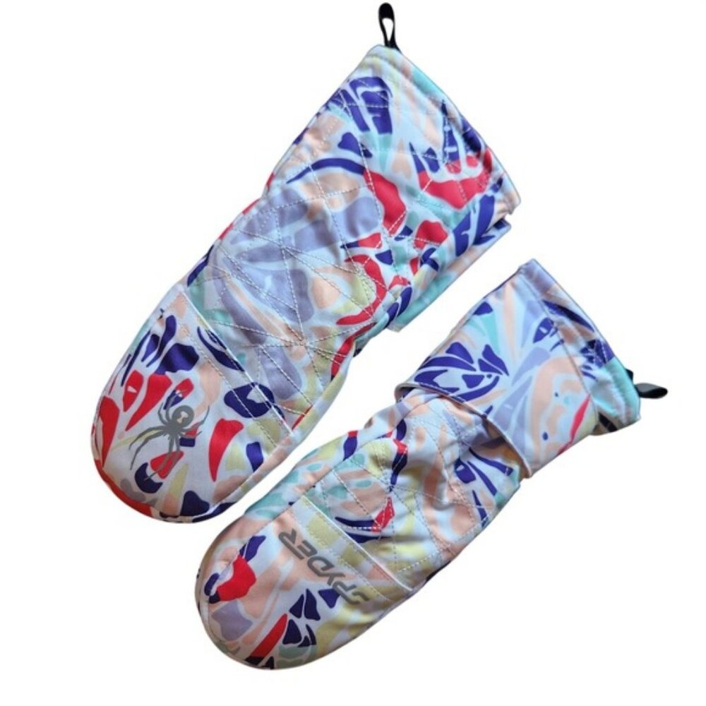 Spyder Kids Like New Multi‎ Color Abstract Print Ski Mittens Small 2-5ish Winter